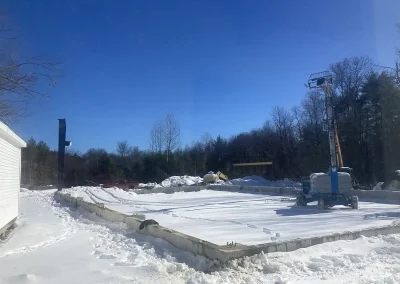 Foundation covered in snow.